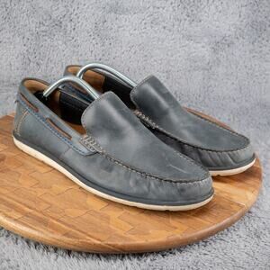 Clarks Blue Leather Mens Drive Loafers Slip On Shoes Size 10.5